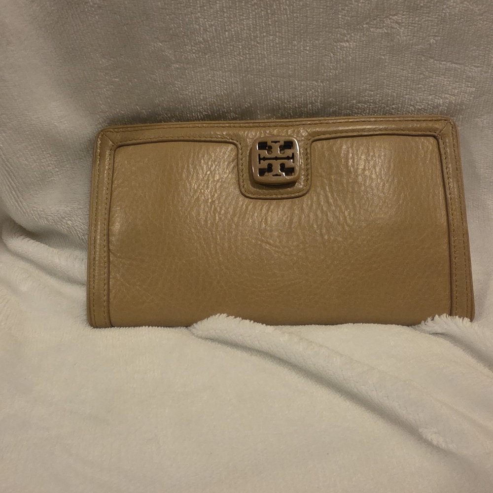 Tory Burch Camel Leather Clutch